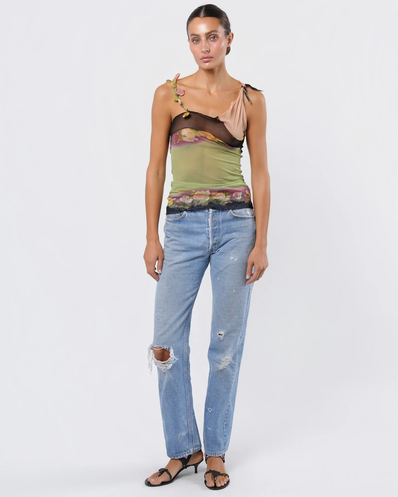 SS 2001 Mesh Top with Floral Detail - Image 5