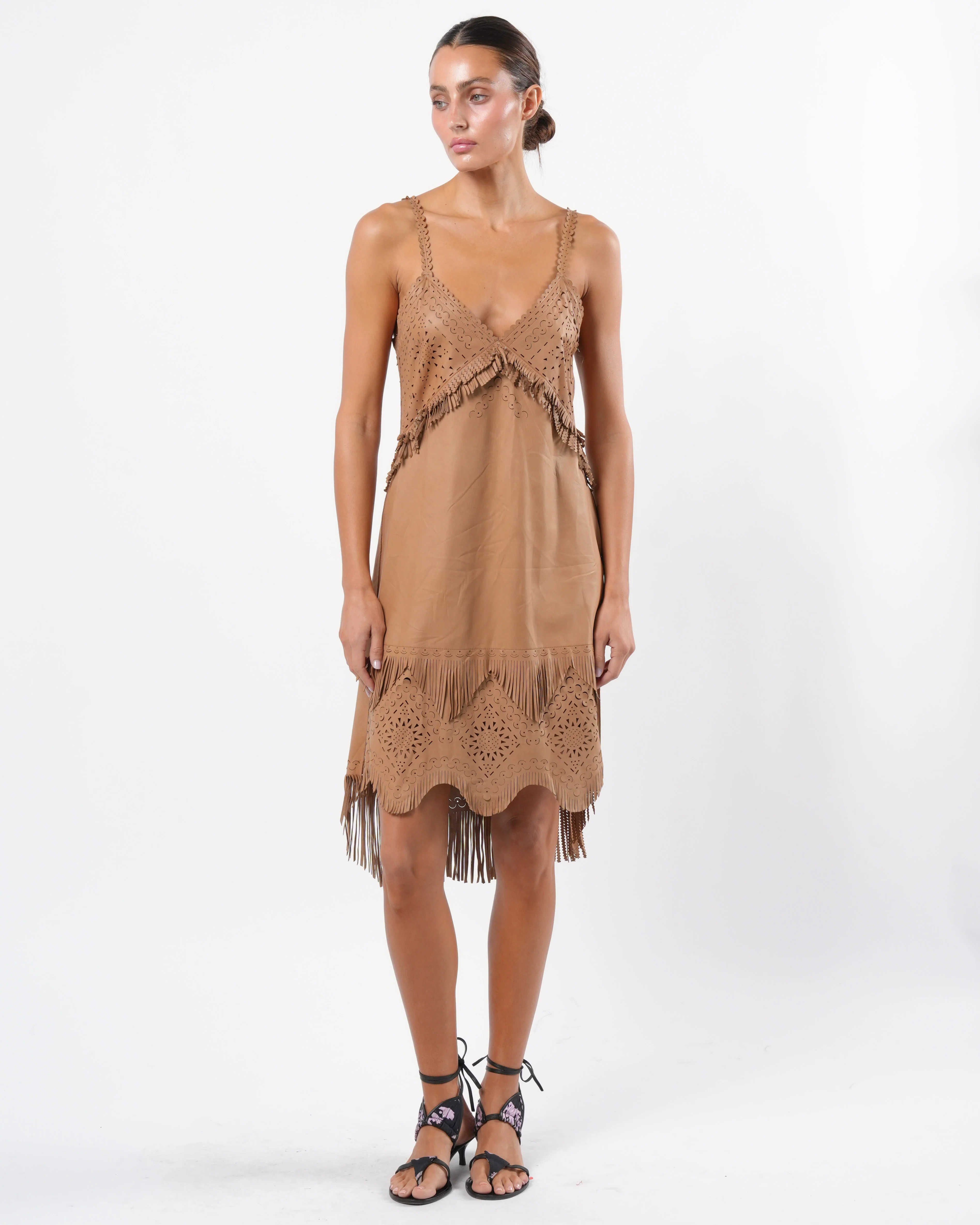 SS 2003 Laser Cut Leather Dress - Image 3