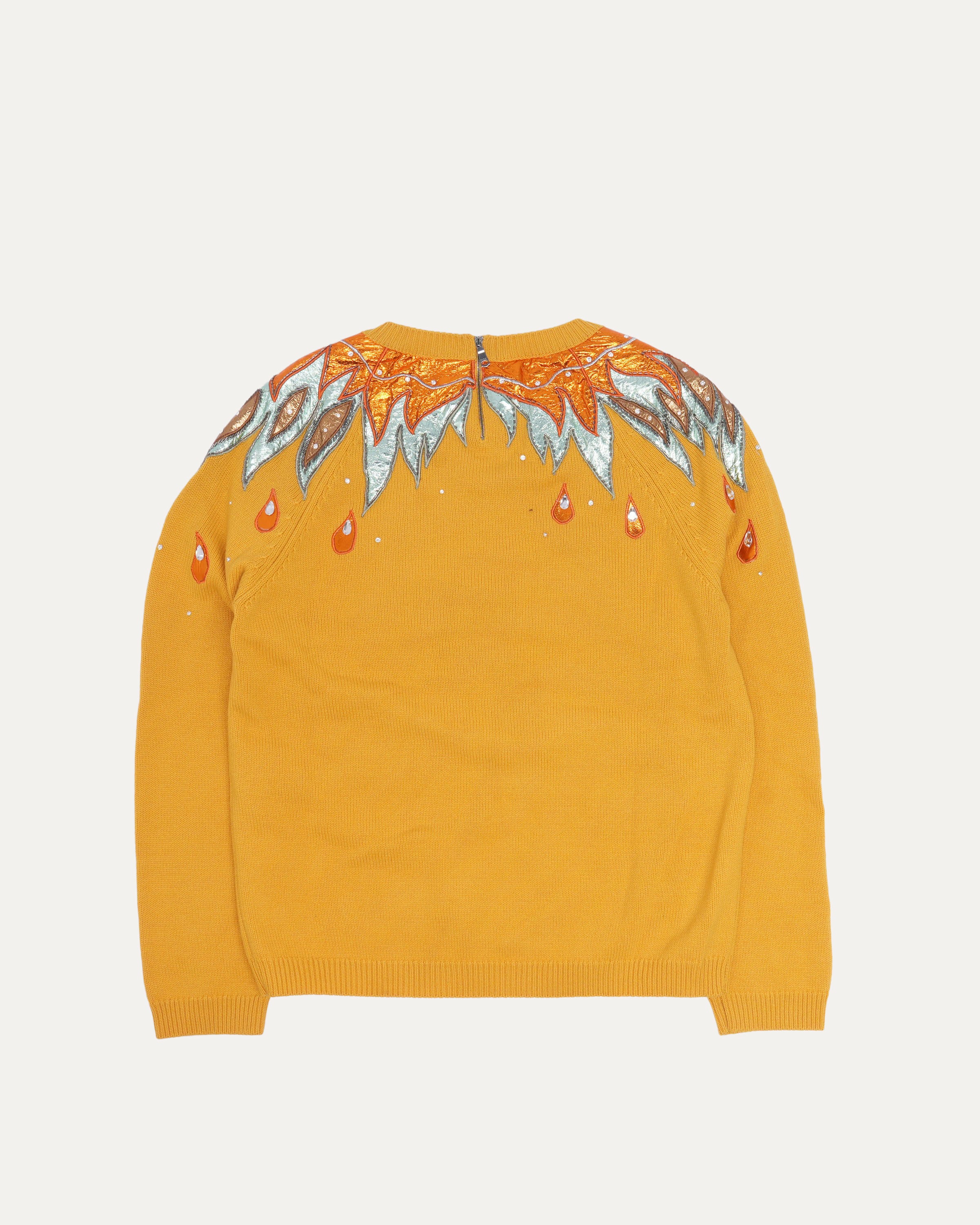 Leather Applique Wool Sweater - Image 2