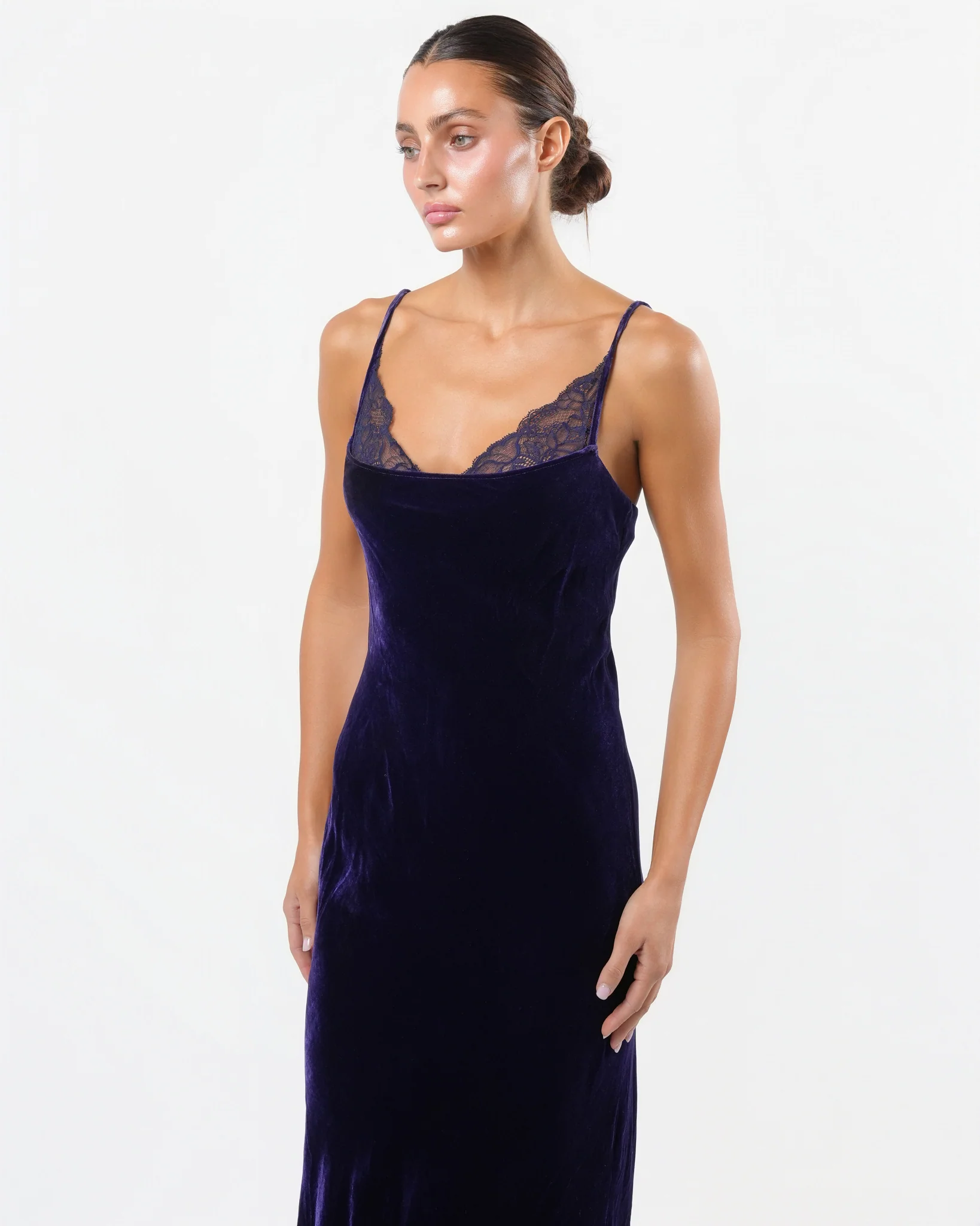 c. 1998 Velvet and Lace Gown - Image 3