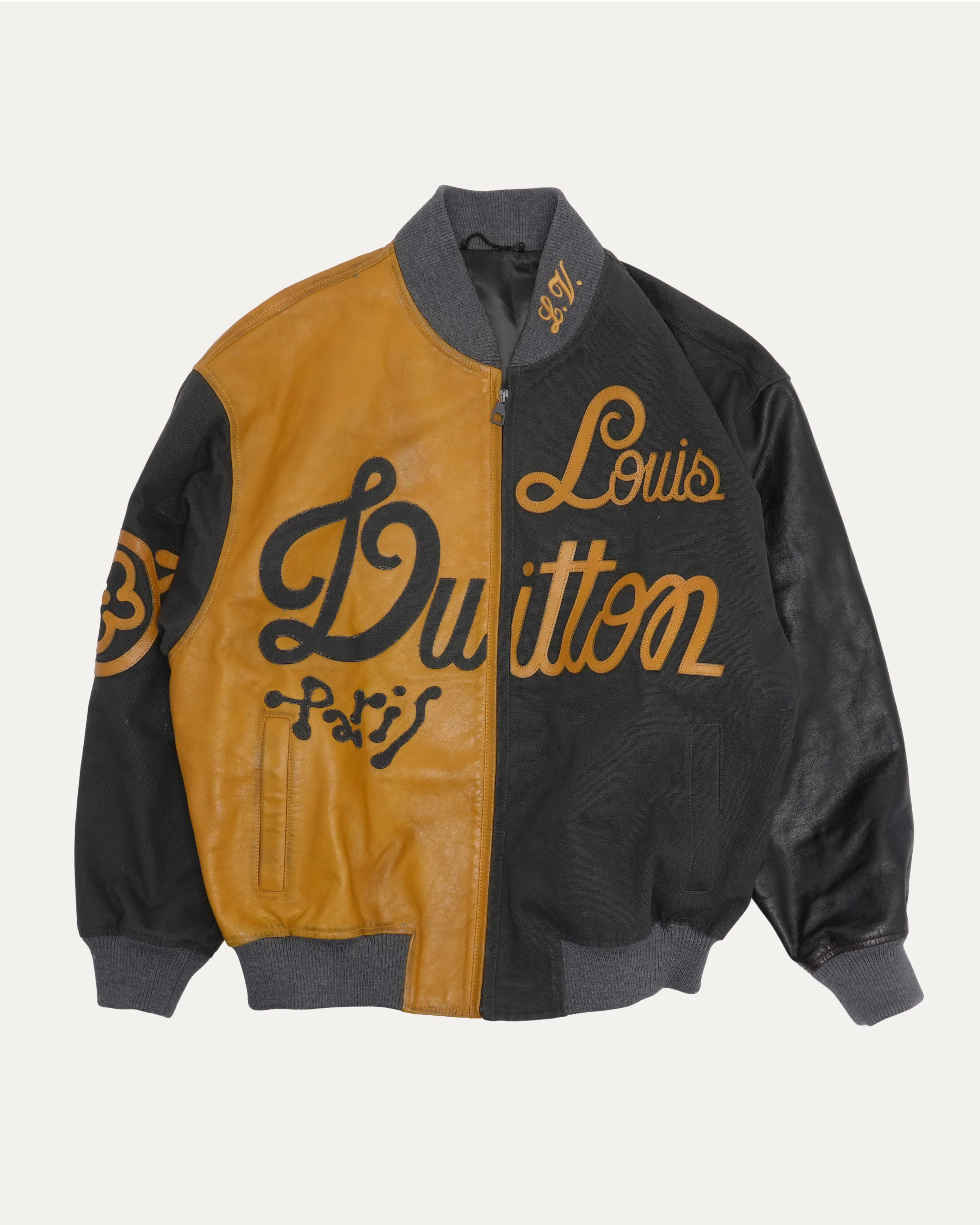 Canvas Leather Bomber Jacket