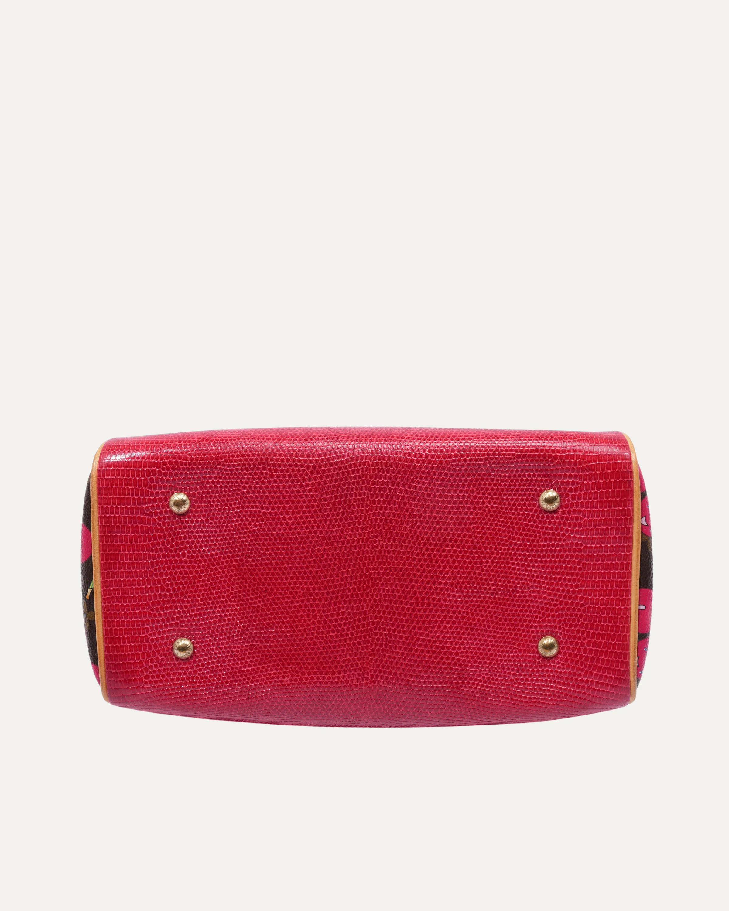 Murakami Monogram Cerises Lizard Sac Fermoir MM - Image 5