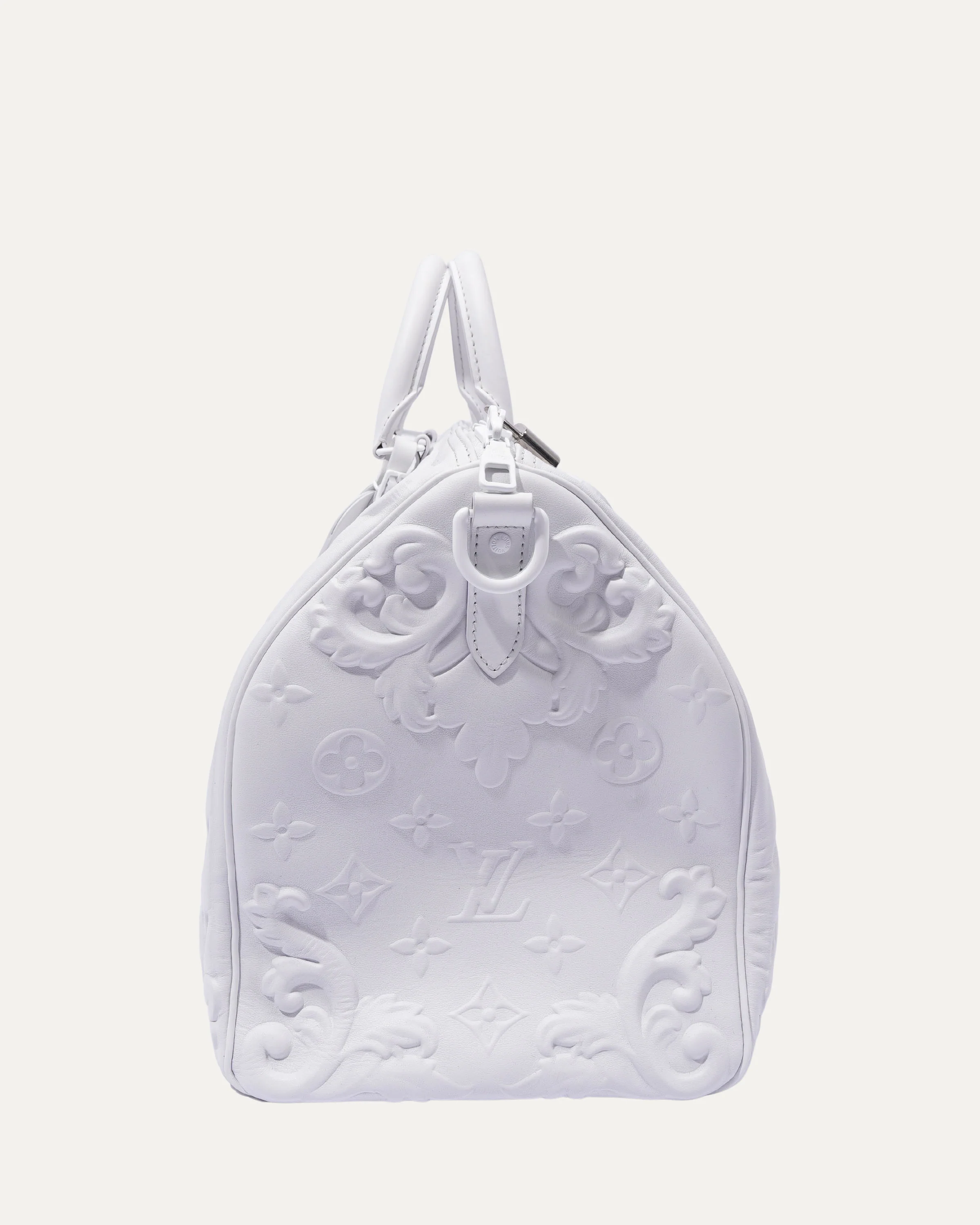 Optic White Embossed Monogram Keepall 50 - Image 4