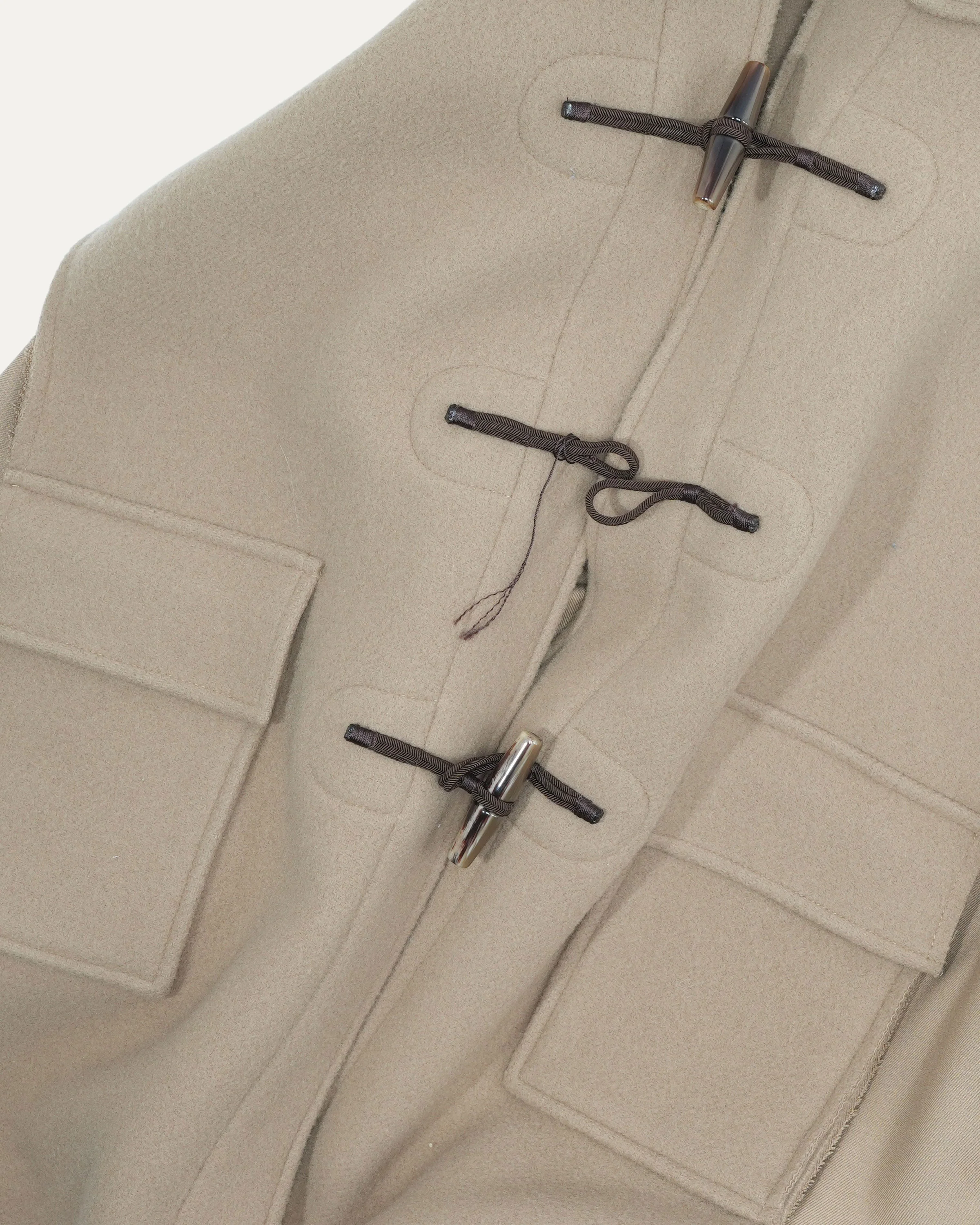 Toggle Closure Beige Cape Coat - Image 4