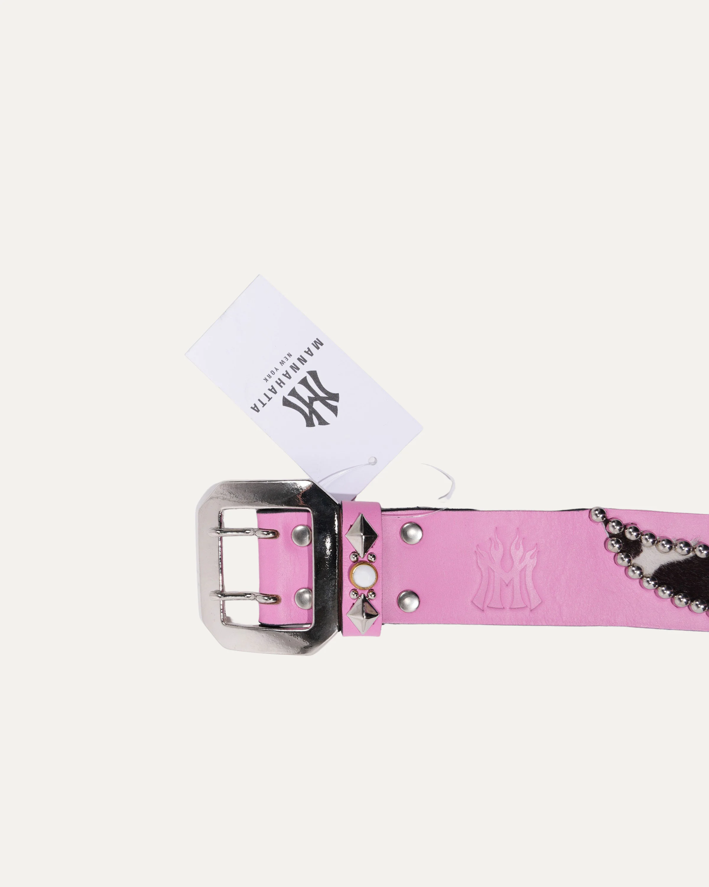 Studded Leather Cow Hair Inlay Belt - Image 3