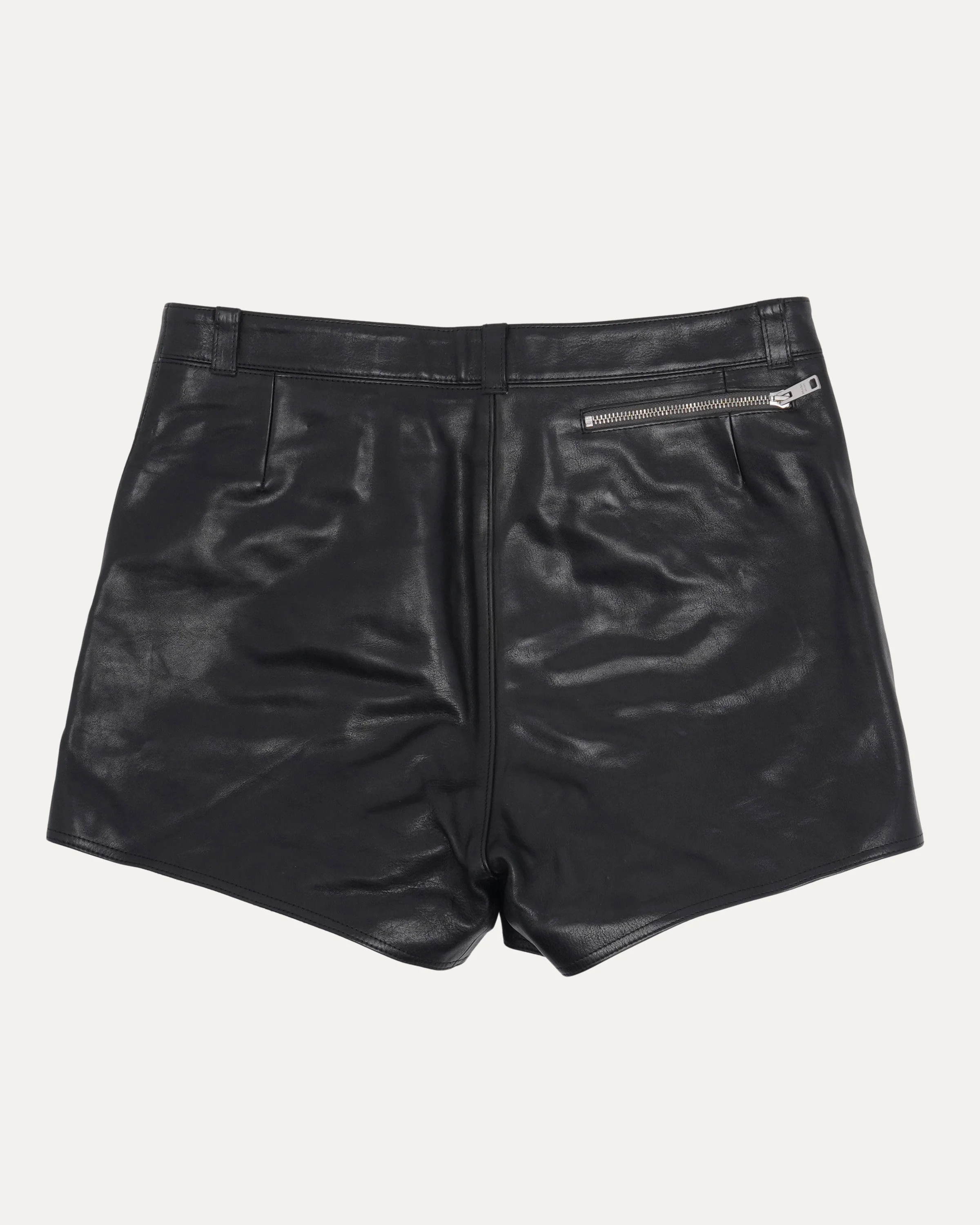 Double-Zip Leather Shorts - Image 2