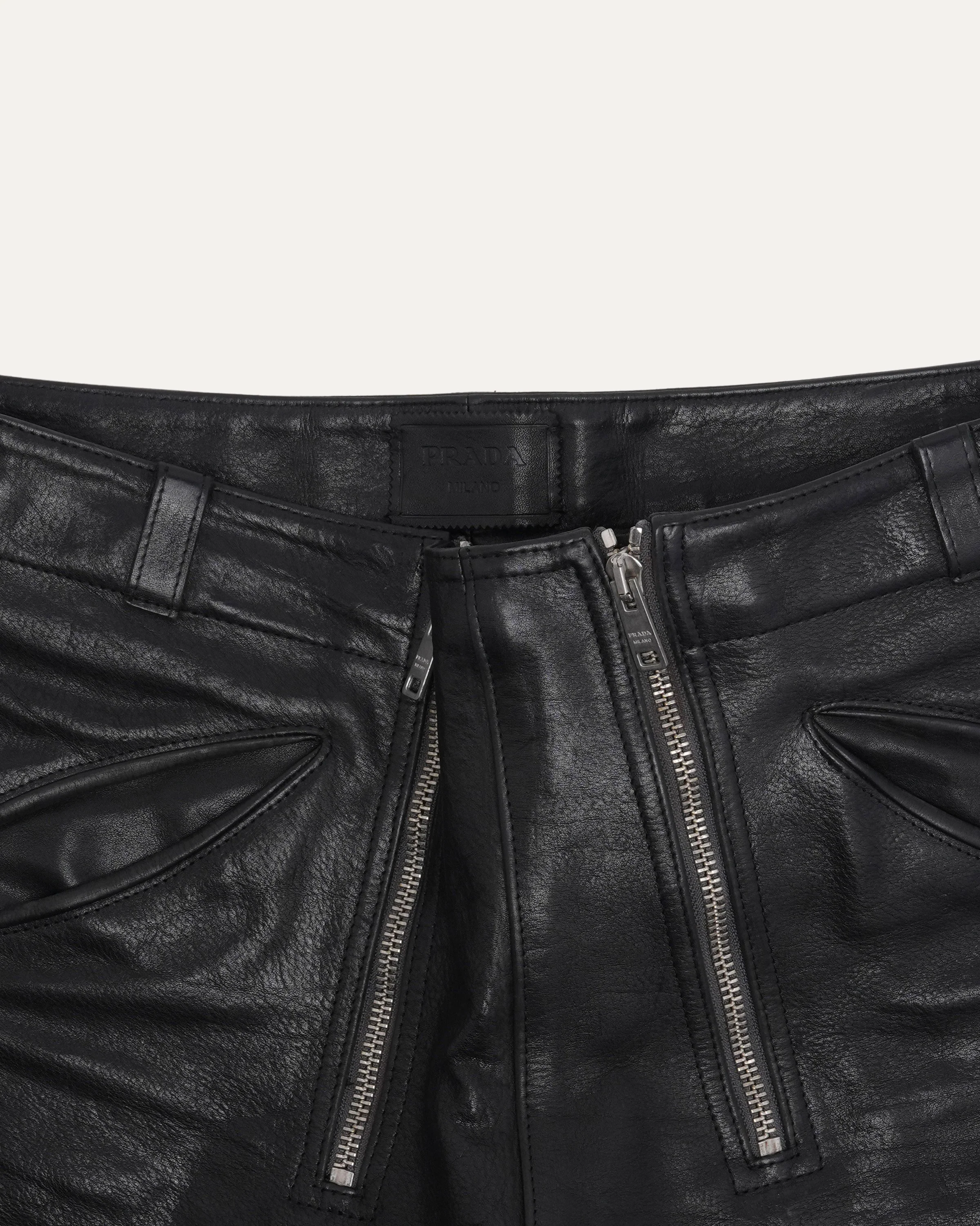 Double-Zip Leather Shorts - Image 3