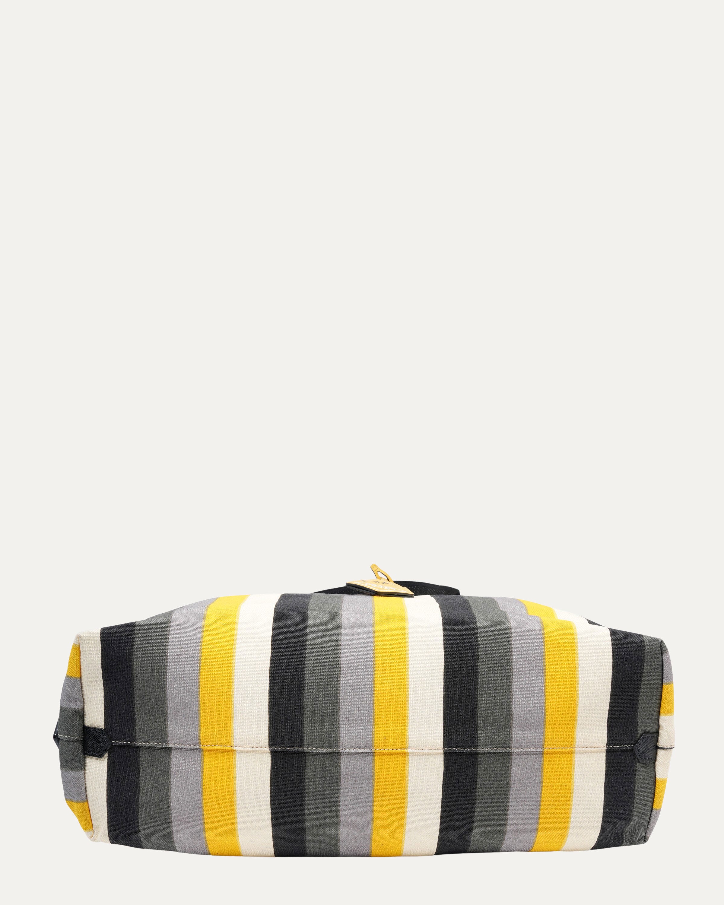 Embossed Logo Striped Tote Bag - Image 5