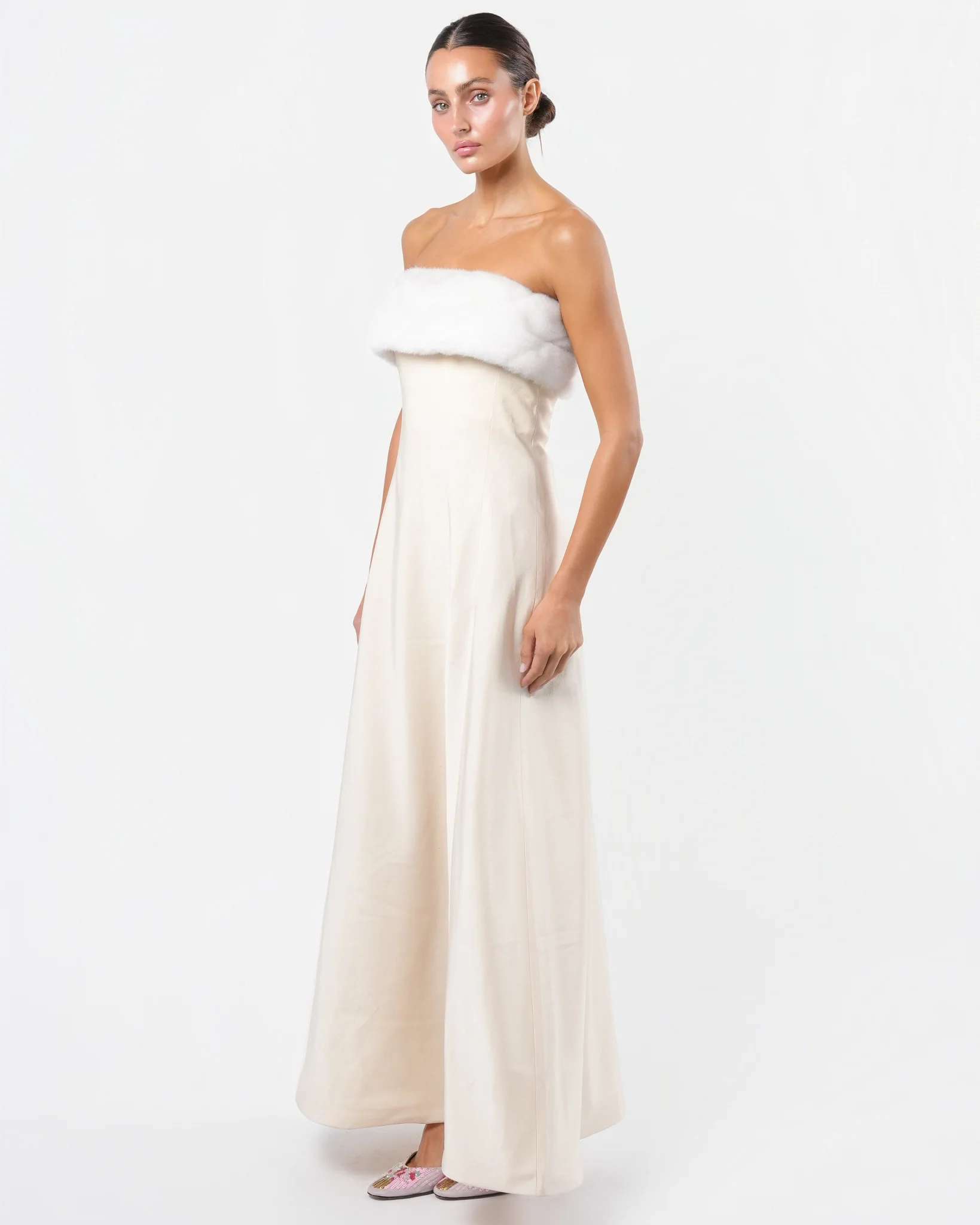 Faux Fur Trimmed Gown