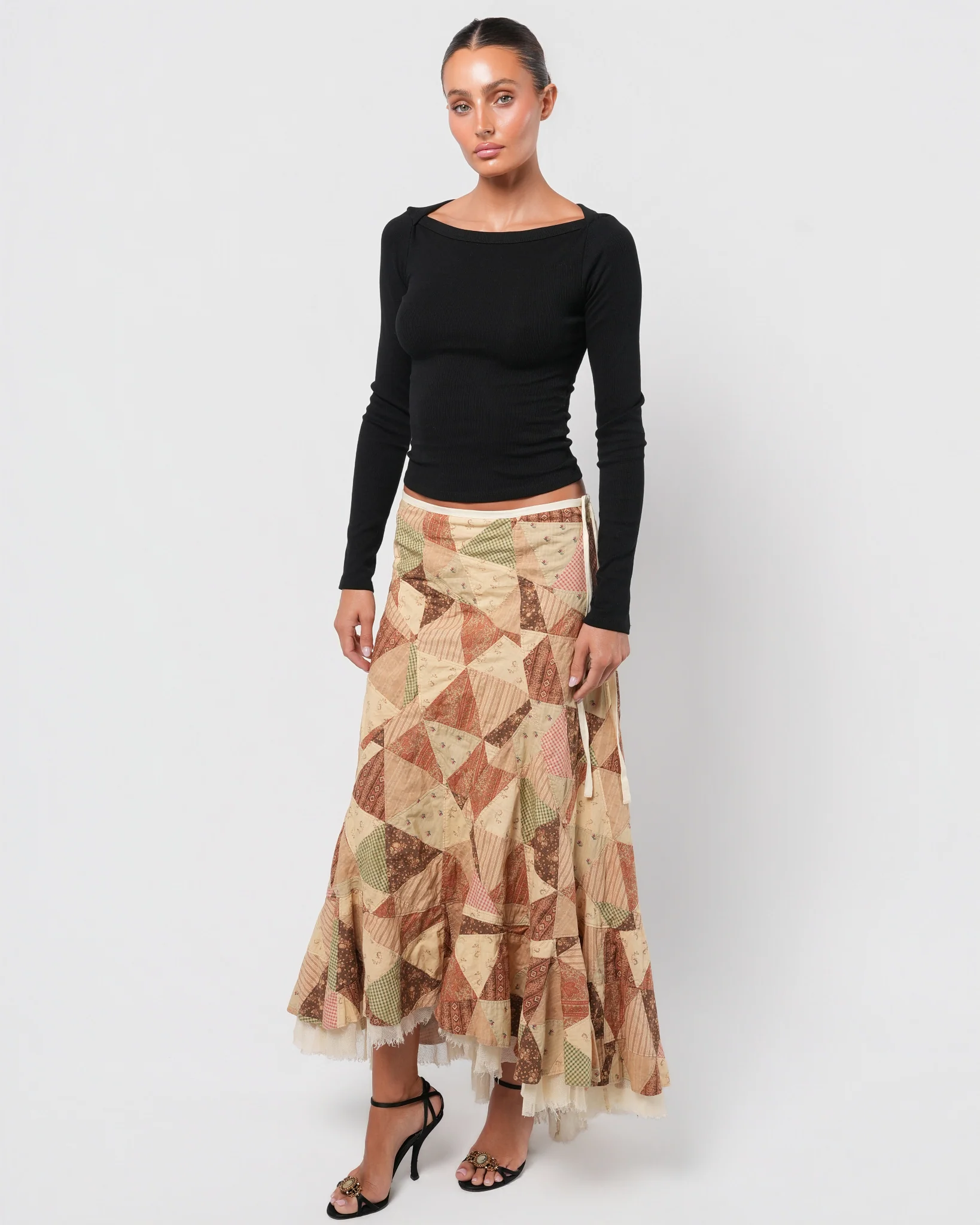 Patchwork Skirt With Tulle Underlayer