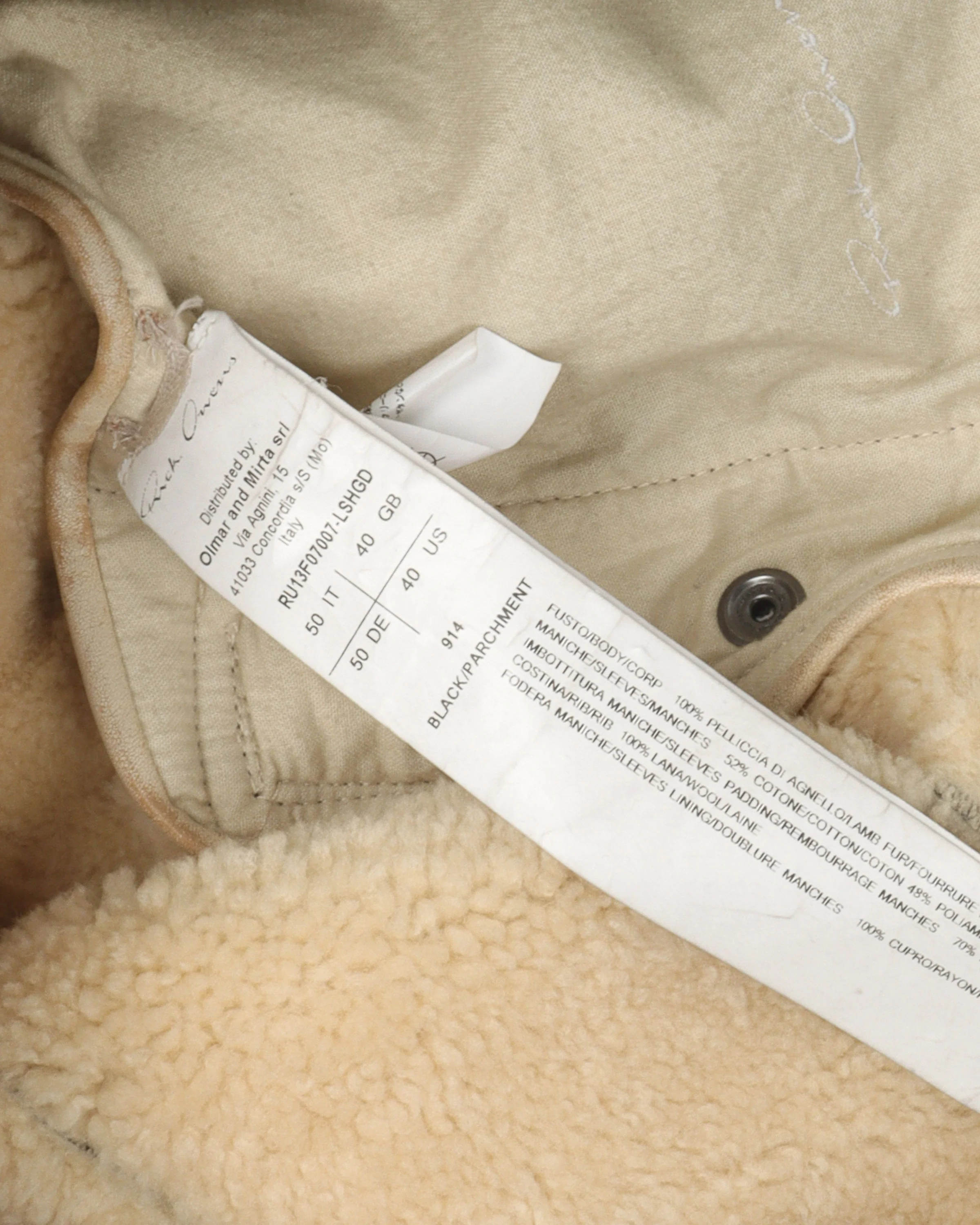 Shearling Leather Jacket w/ Cotton Sleeves - Image 3