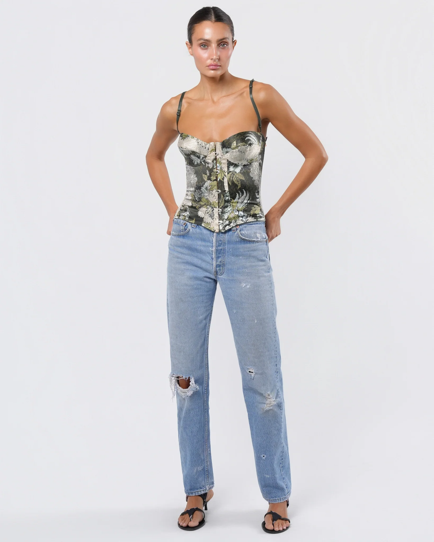 FW 2001 Lace Up Brocade Corset - Image 2