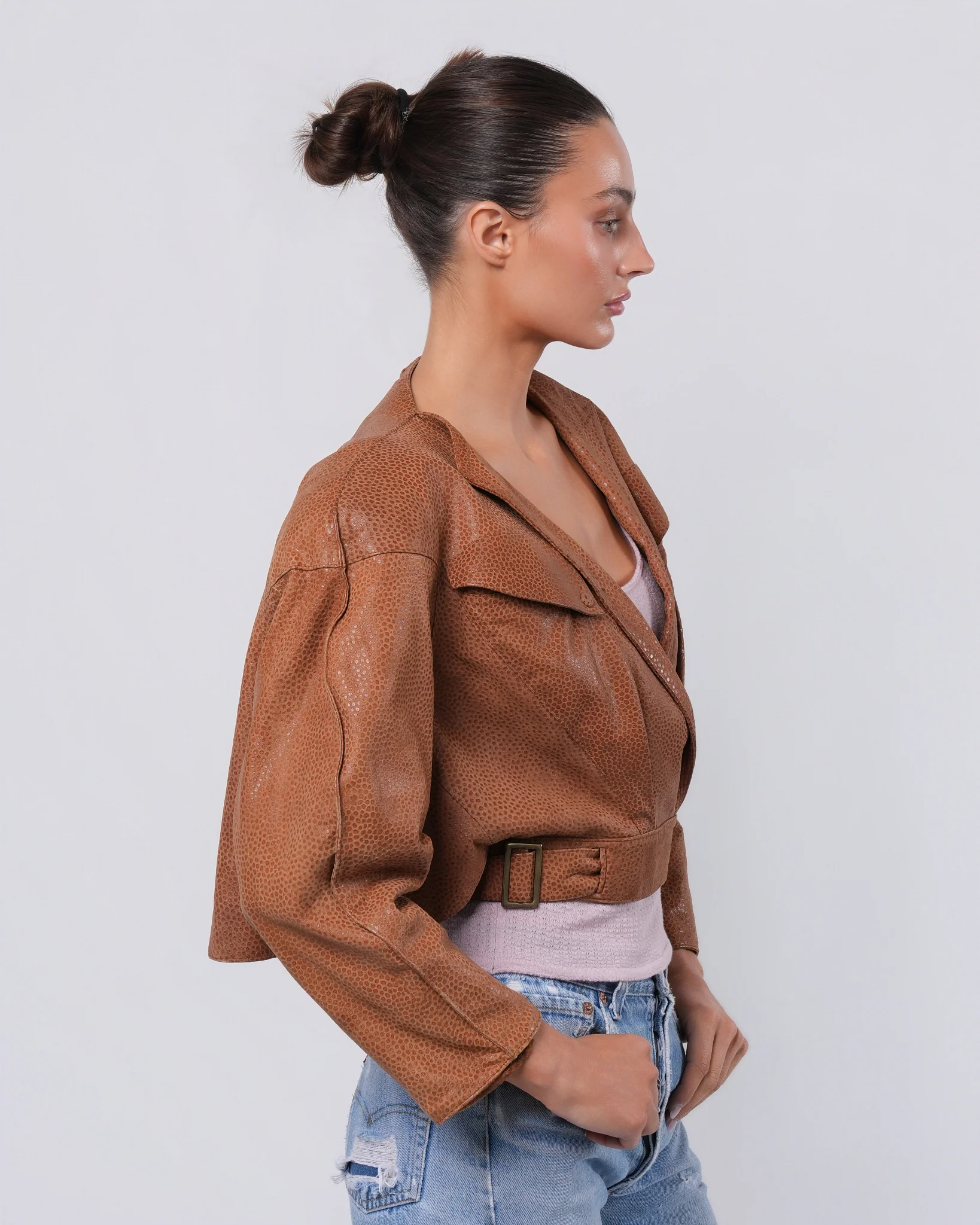 Embossed Leather Jacket - Image 4