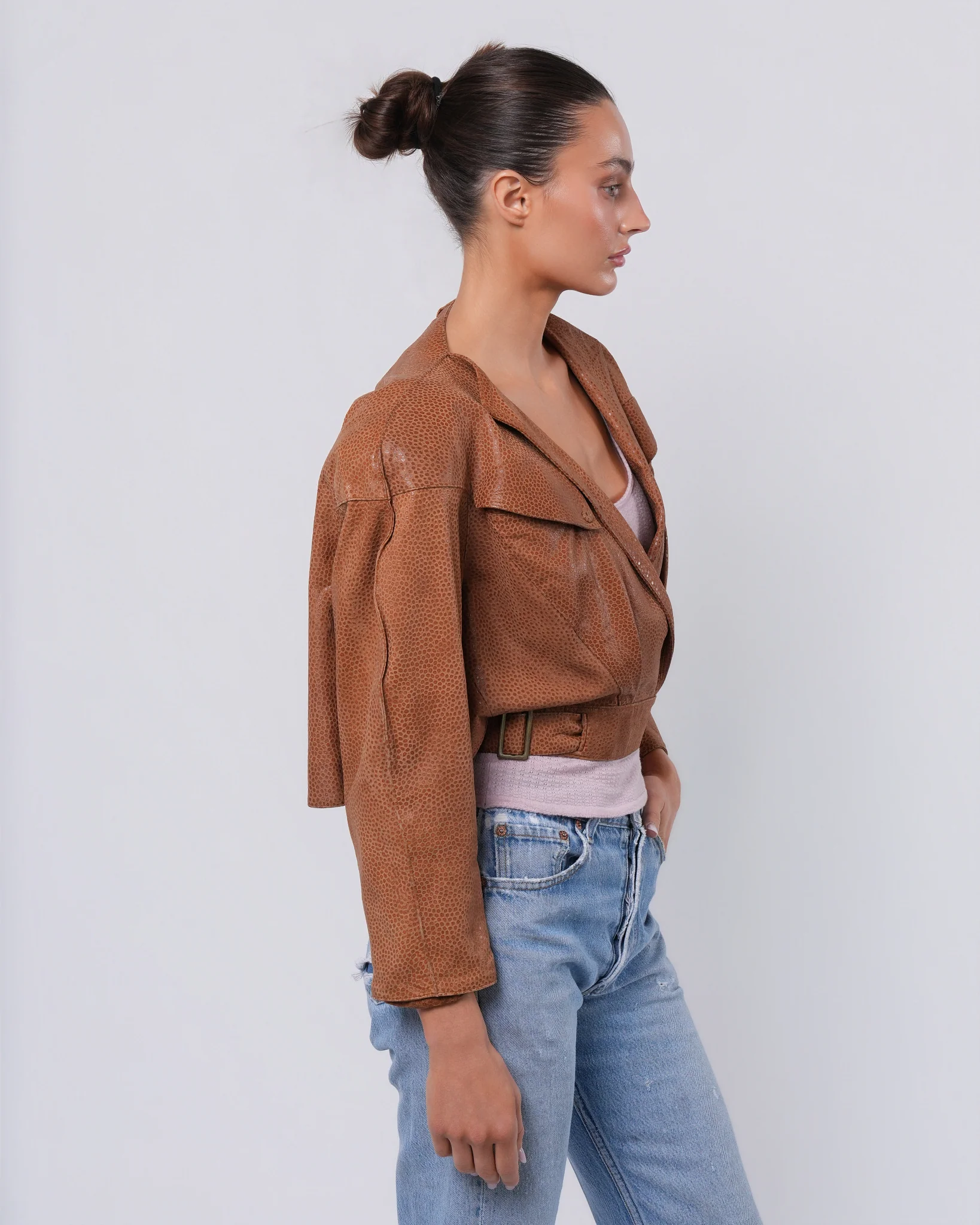 Embossed Leather Jacket - Image 5