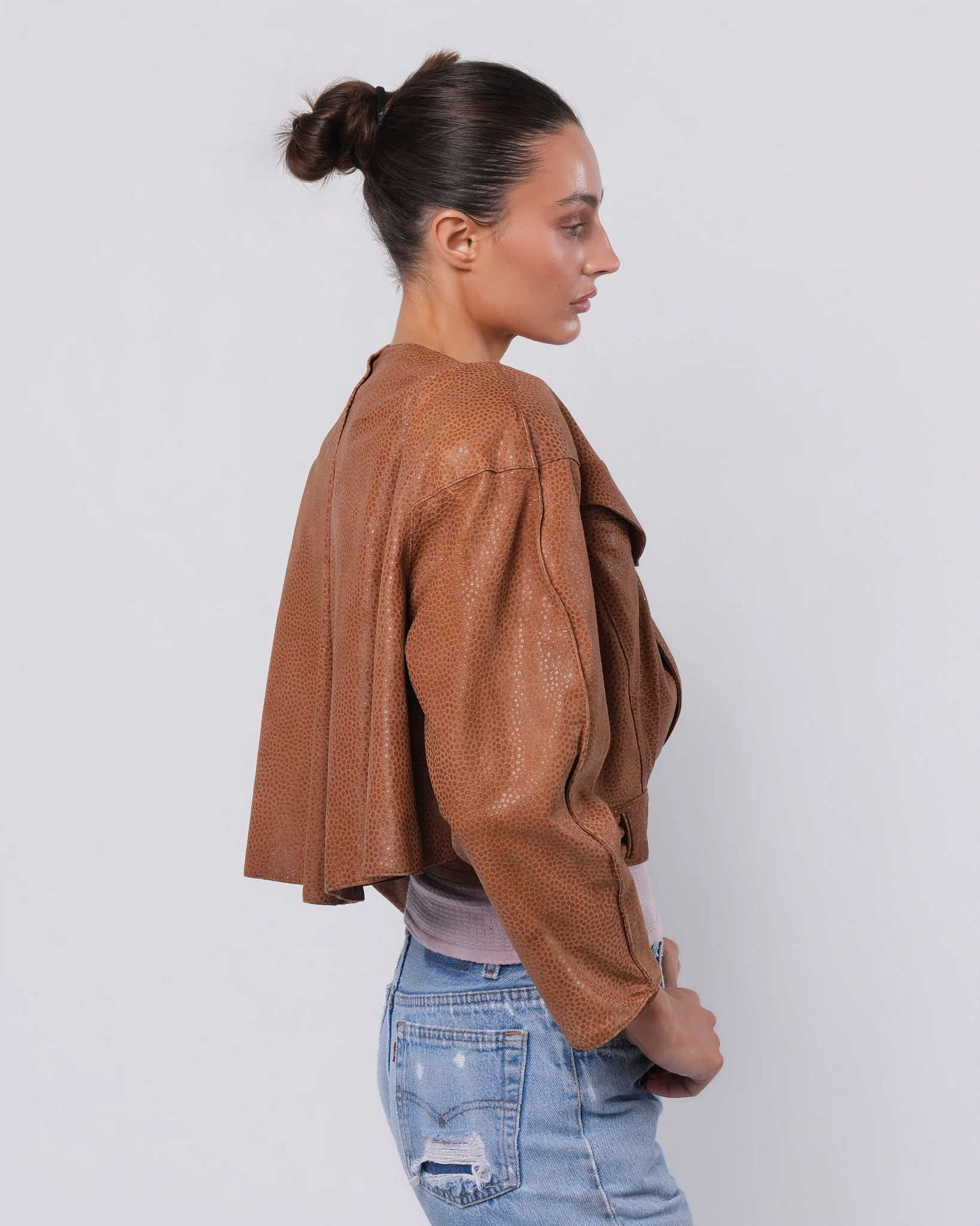 Embossed Leather Jacket - Image 7