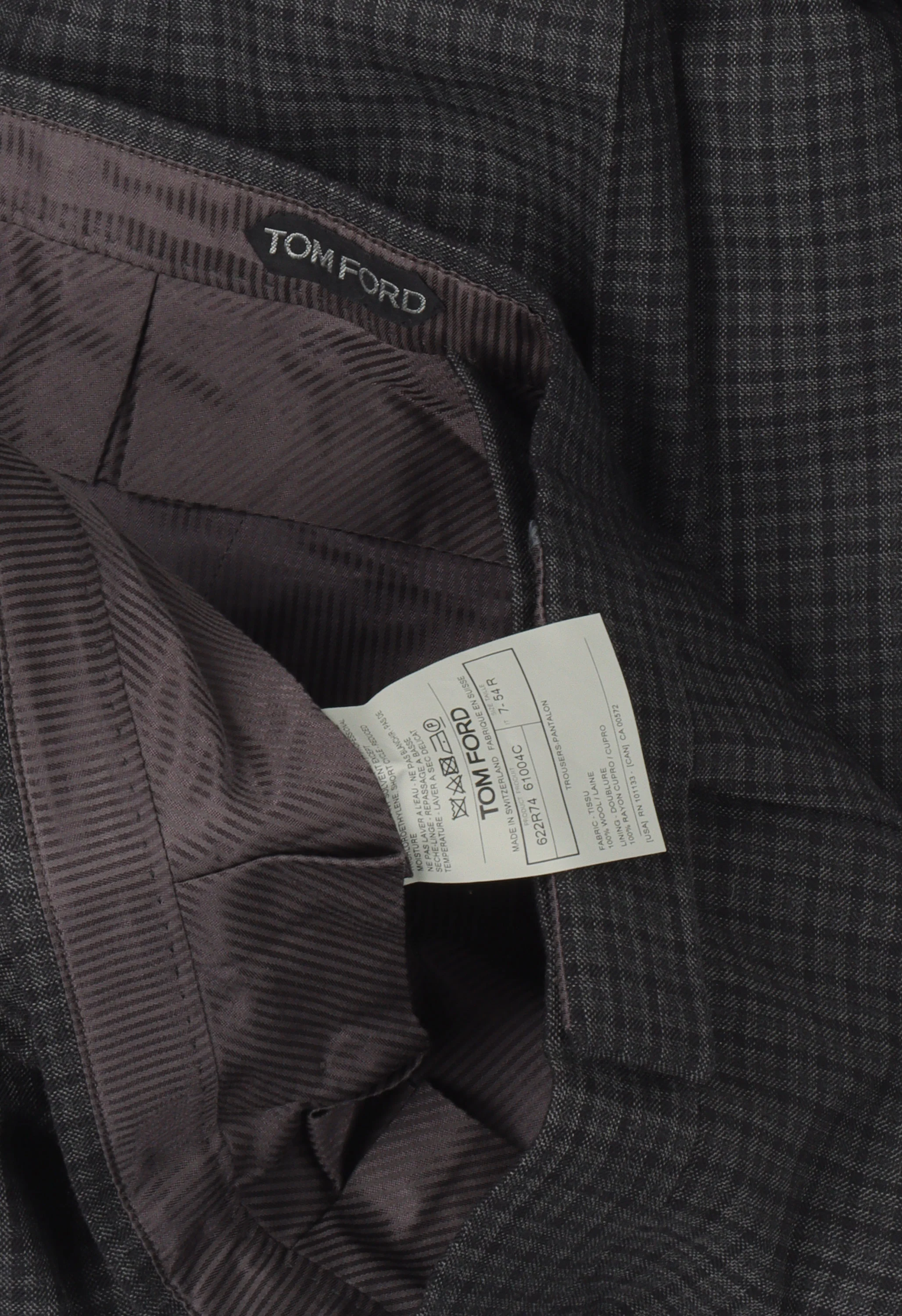 Plaid Pattern Wool Trousers - Image 4
