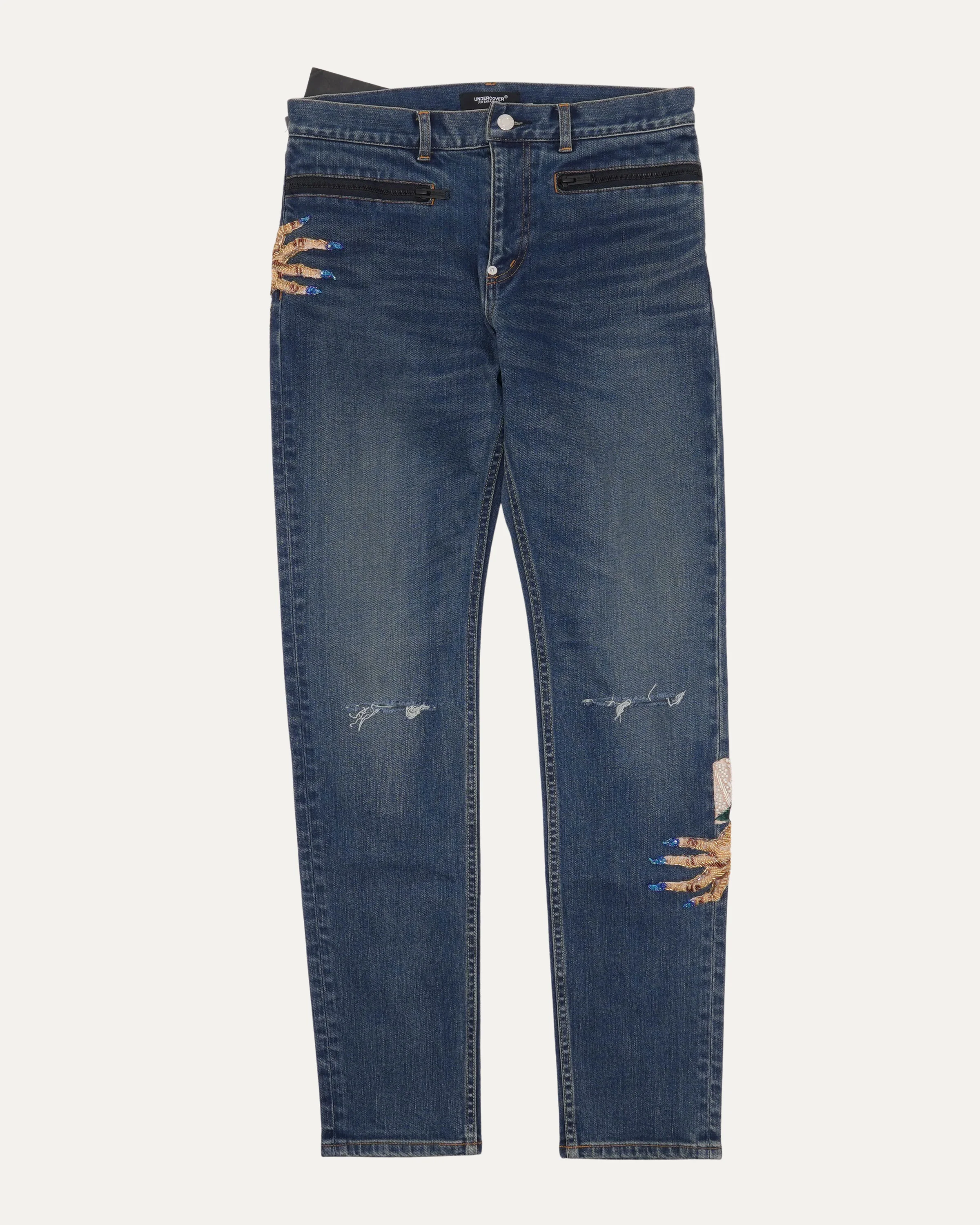 Beaded Ghost Hand Jeans