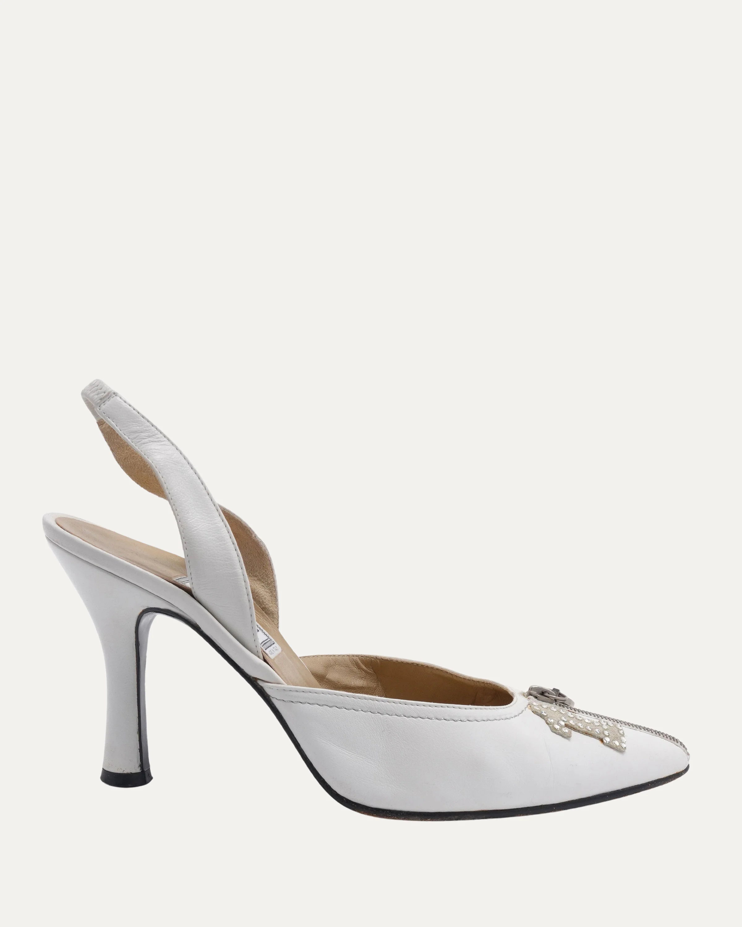 Rhinestone Embellished Zip Heels - Image 5