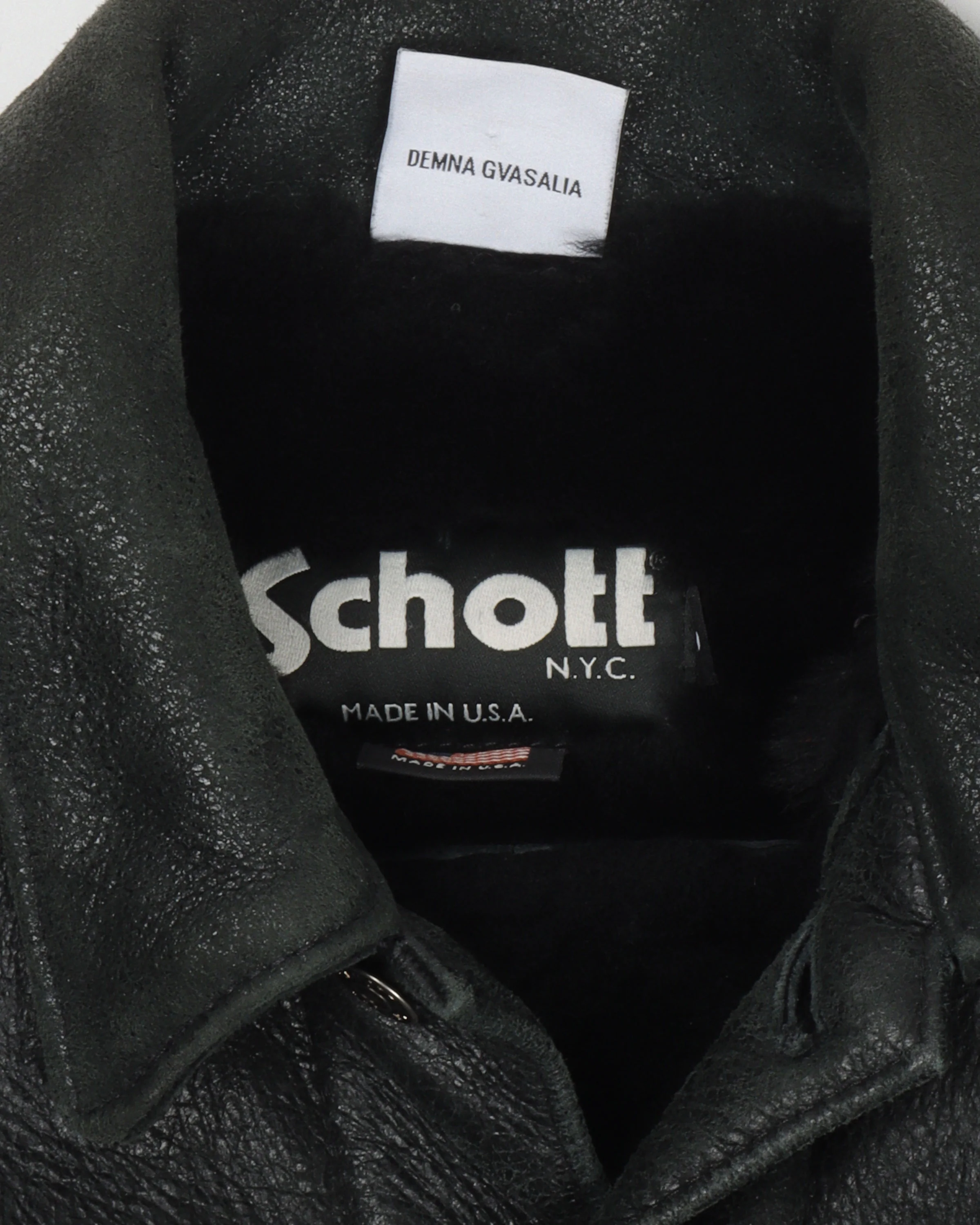 SS17 Schott Shearling Leather Trucker Jacket - Image 3