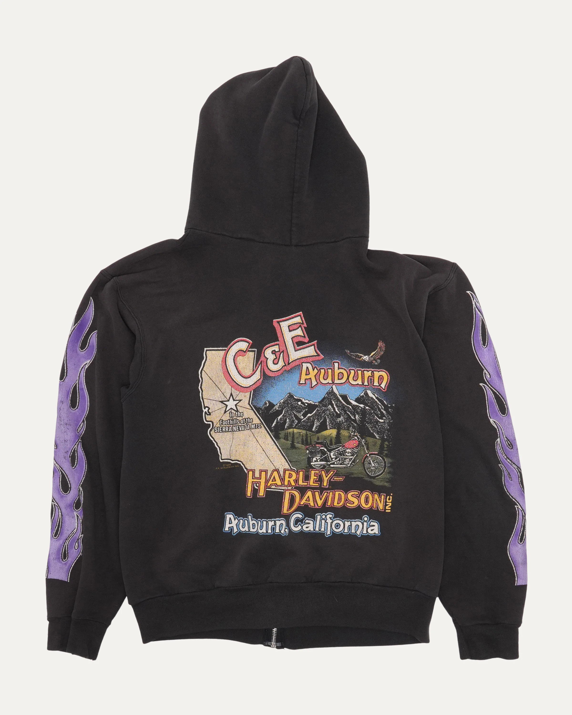 Harley Davidson Flame Sleeve Zip Up Hoodie - Image 2