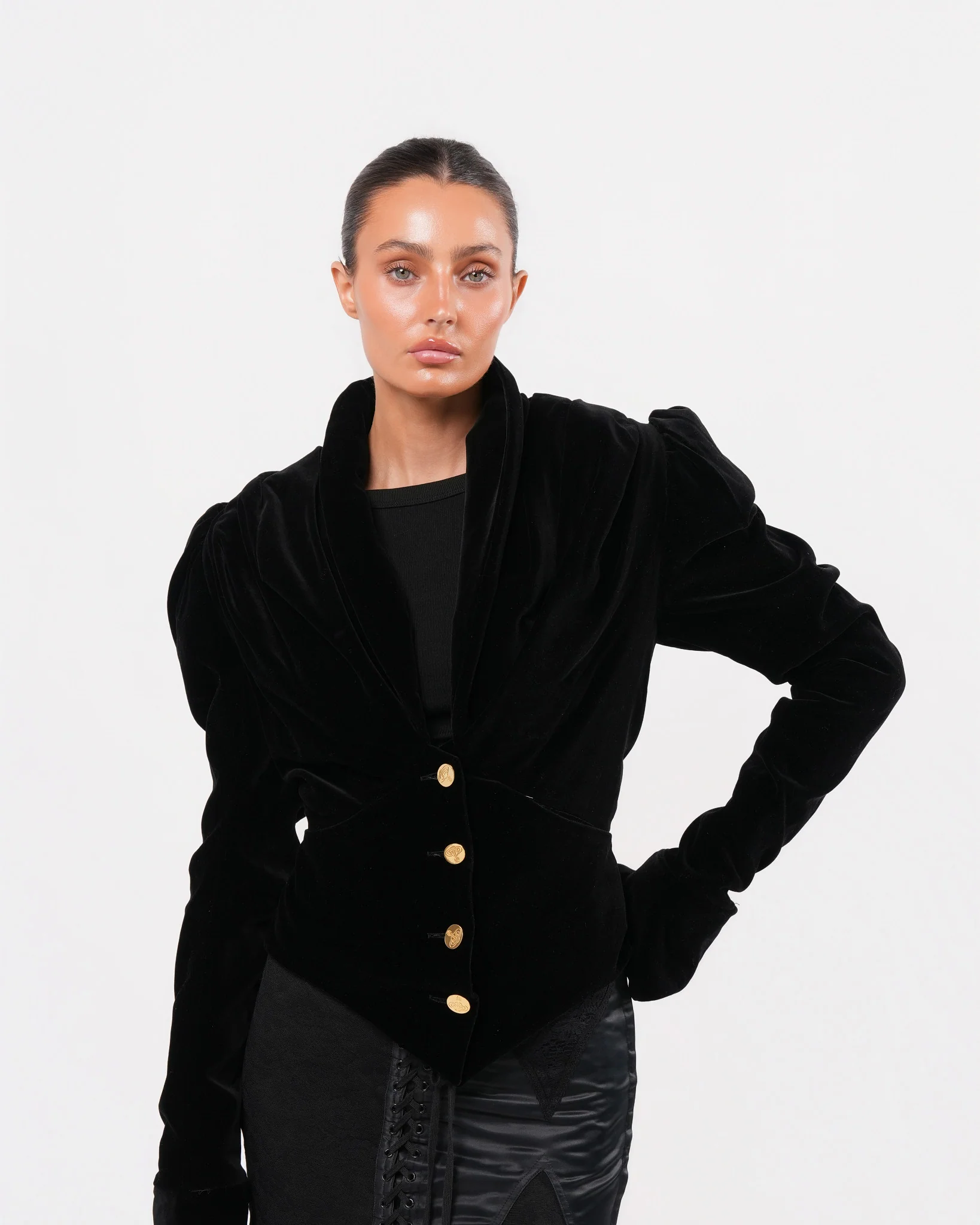 FW 1995 Runway Velvet Corset Jacket - Image 6